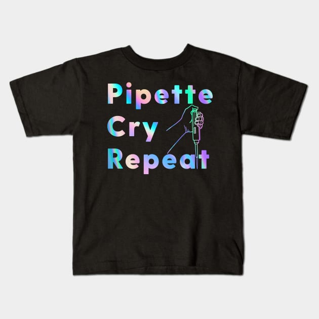 PCR Pipette Cry Repeat Holographic Kids T-Shirt by labstud